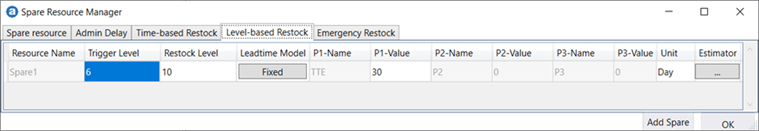 Settings for Level-based Restock policy