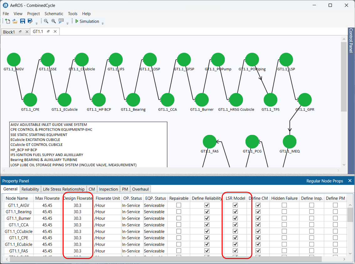 The Design Flowrate and Life-Stress-Relation (LSR) settings